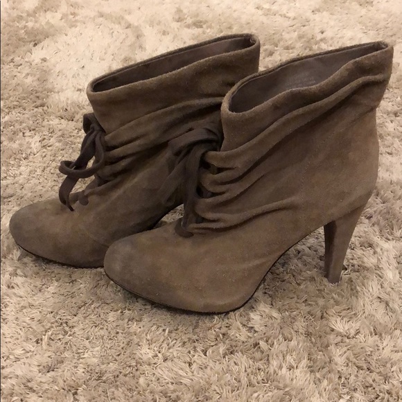ASH Honey Suede Leather Lace Up Heeled Bootie - Picture 8 of 8